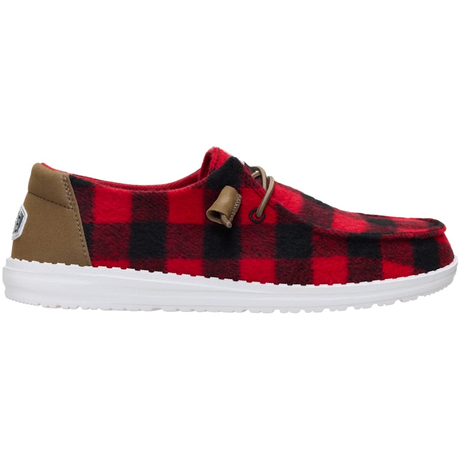 HEYDUDE | Women's Casual | Wendy Buffalo Plaid - Red/Black | Size 5