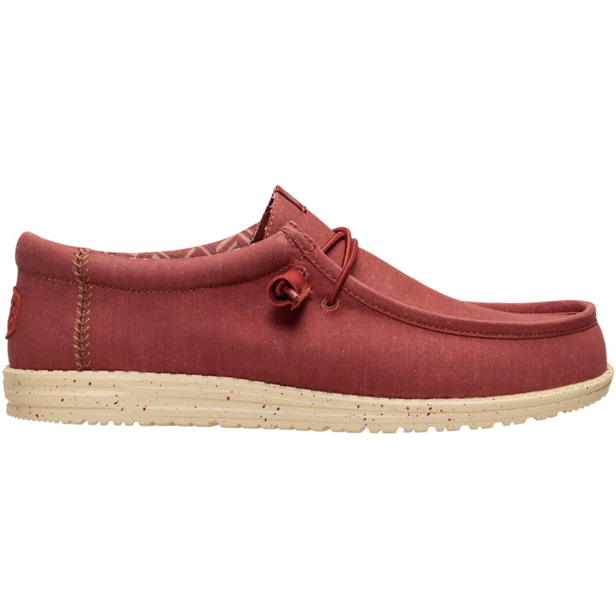 HEYDUDE | Men's Casual | Wally Stretch Canvas - Burnt Red/Boulder Tan | Size 9