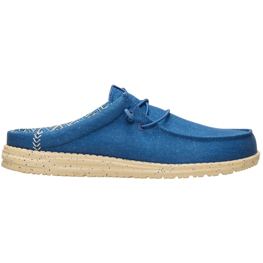 HEYDUDE | Men's Mules | Wally Slip Stretch Canvas - Ensign Blue/Boulder Tan | Size 9