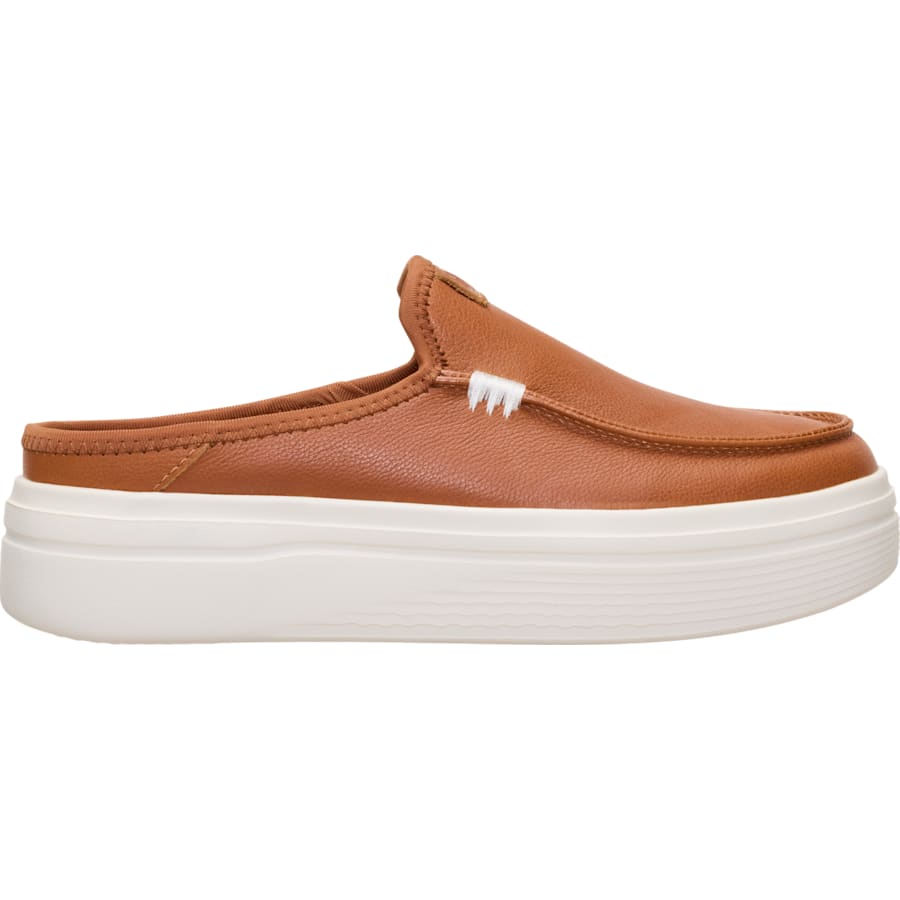 HEYDUDE | Women's Mules | Austin Lift Leather - Cognac | Size 9