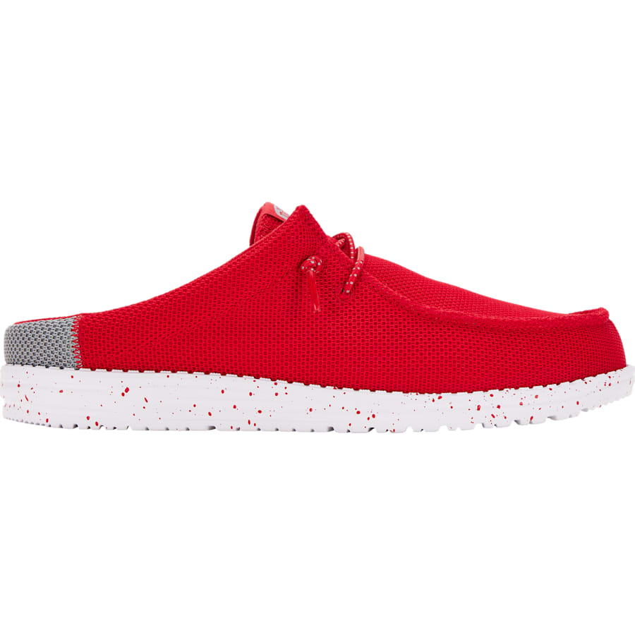 HEYDUDE | Men's Mules | Wally Slip Varsity - Red/Grey | Size 15