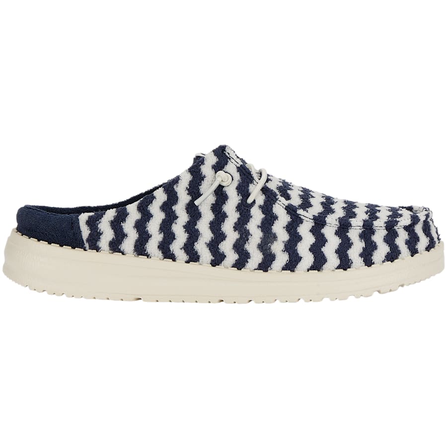 HEYDUDE | Women's Mules | Wendy Slip Terry Stripe - Navy Blazer/Egret | Size 8