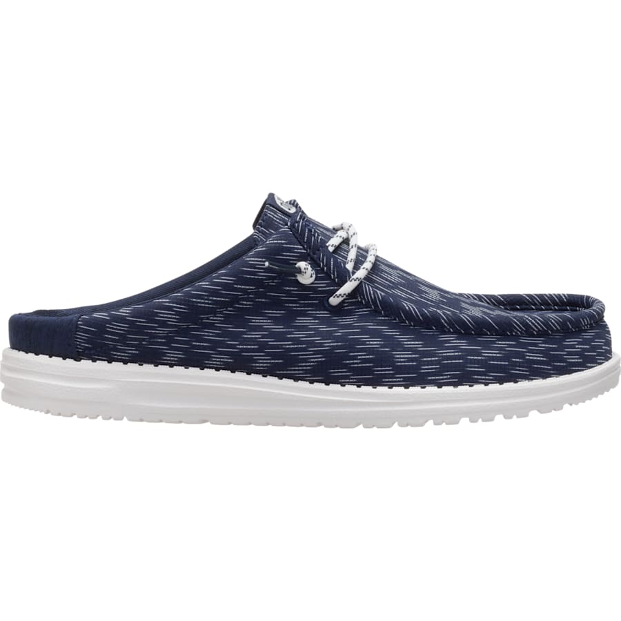 HEYDUDE | Men's Mules | Wally Slip Jersey Jacquard - Navy Blazer/White | Size 7
