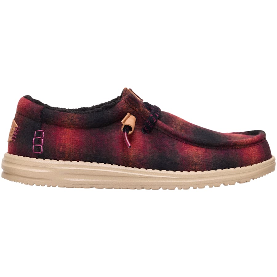 HEYDUDE | Men's Casual | Wally Cozy Plaid - Red Plaid/Black | Size 9