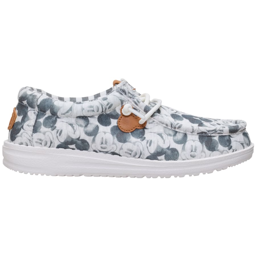HEYDUDE | Big Kids' Shoes | Disney Mickey Mouse Printed Wally Youth - Grey Multi | Size 5