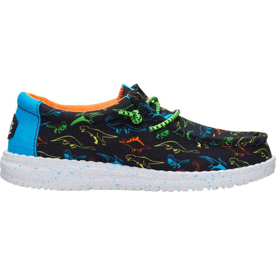 HEYDUDE - CA HEYDUDE | Big Kids' Shoes | Wally Youth Dinoworld - Black/Neon Multi | Size 4 - $69.99 at HEYDUDE