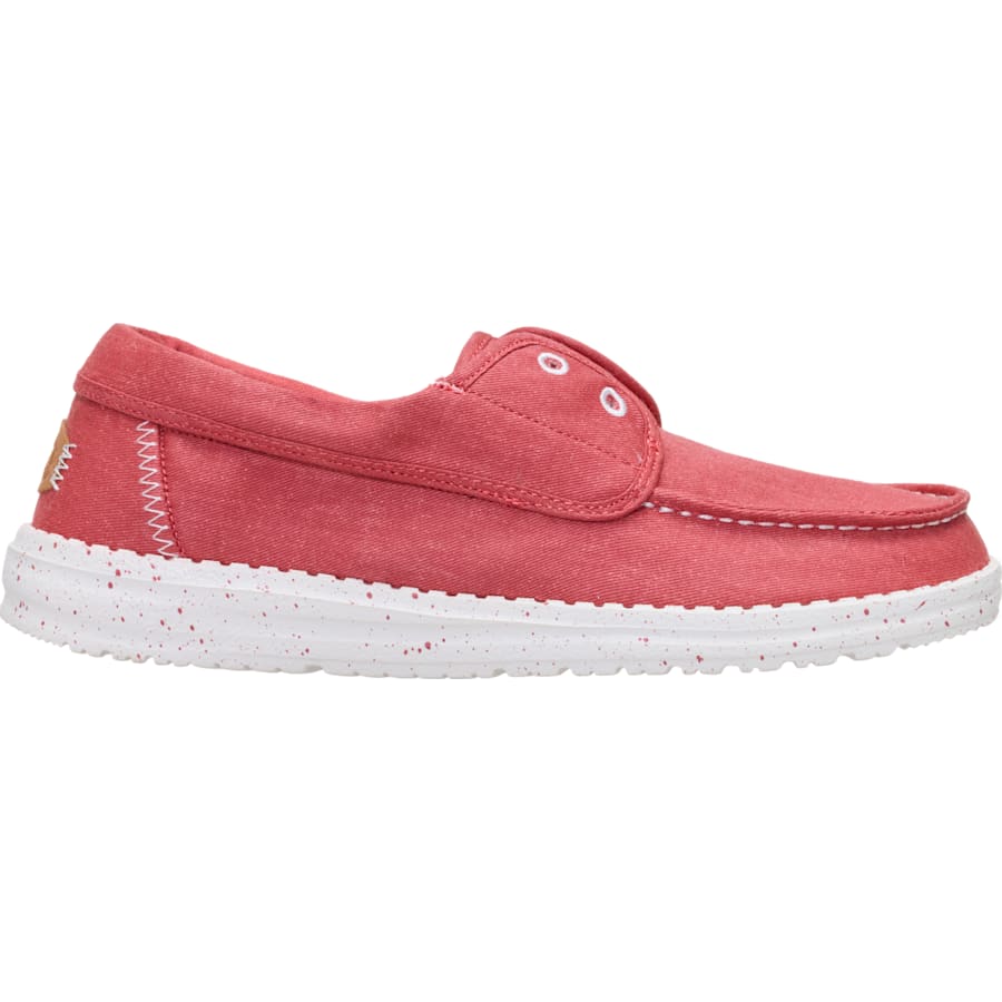 HEYDUDE | Women's Casual | Wendy Cru Stretch Canvas - Washed Red | Size 5