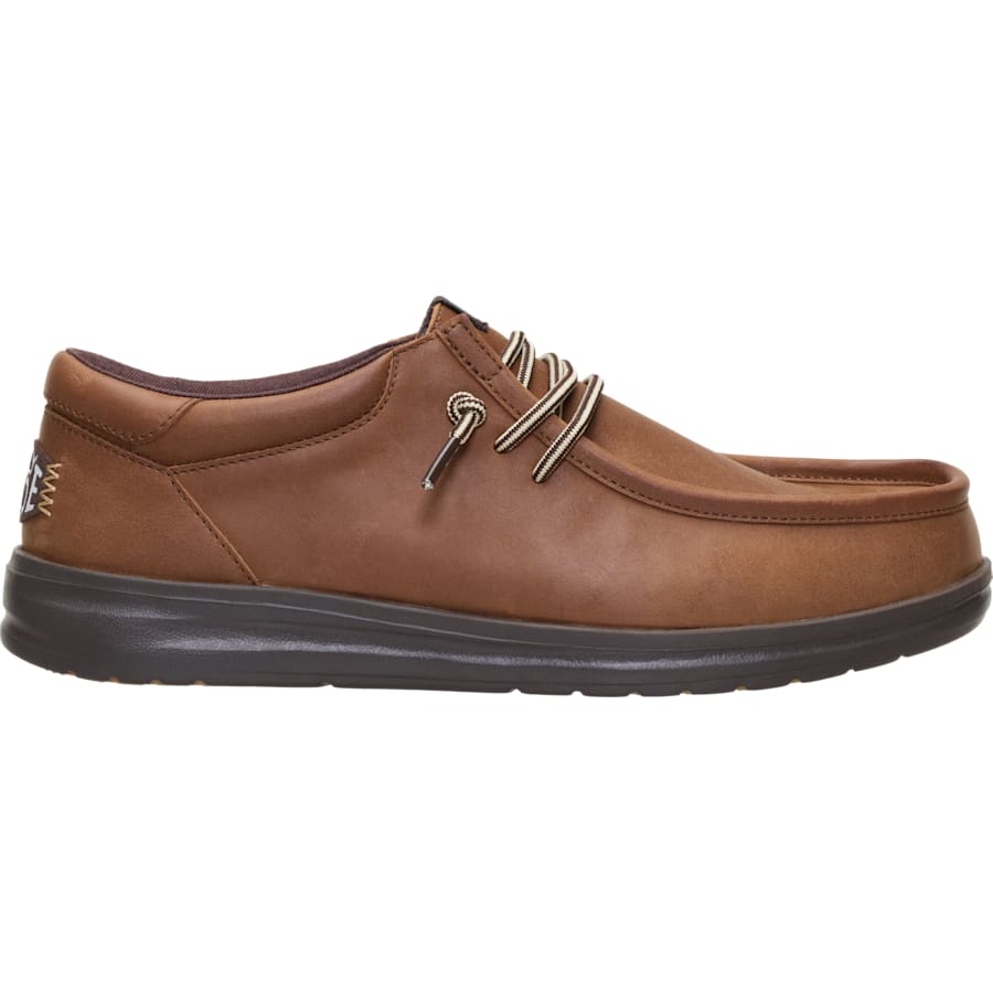 HEYDUDE | Men's Casual | Paul Full Grain Leather - Robe Brown/Mole Brown | Size 8