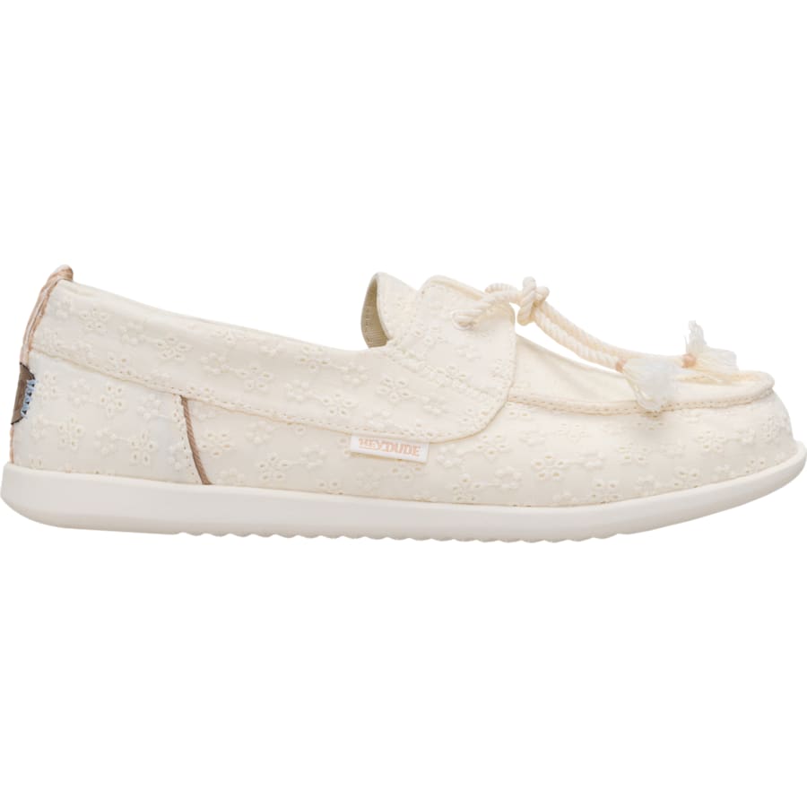 HEYDUDE | Women's Casual | Harbor Breeze Lo Eyelet - Egret | Size 5