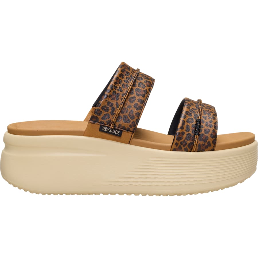 HEYDUDE | Women's Casual | Austin Slide Classic - Tan Leopard | Size 12