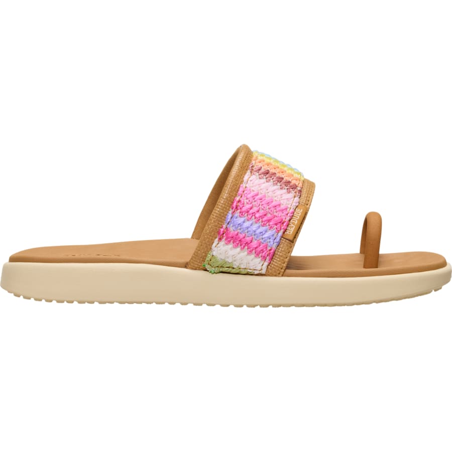 HEYDUDE | Women's Shoes | Maui Breeze Toe Loop - Tan/Multi Rainbow | Size 5
