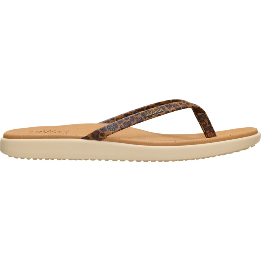 HEYDUDE | Women's Casual | Maui Breeze Flip - Tan Leopard | Size 5