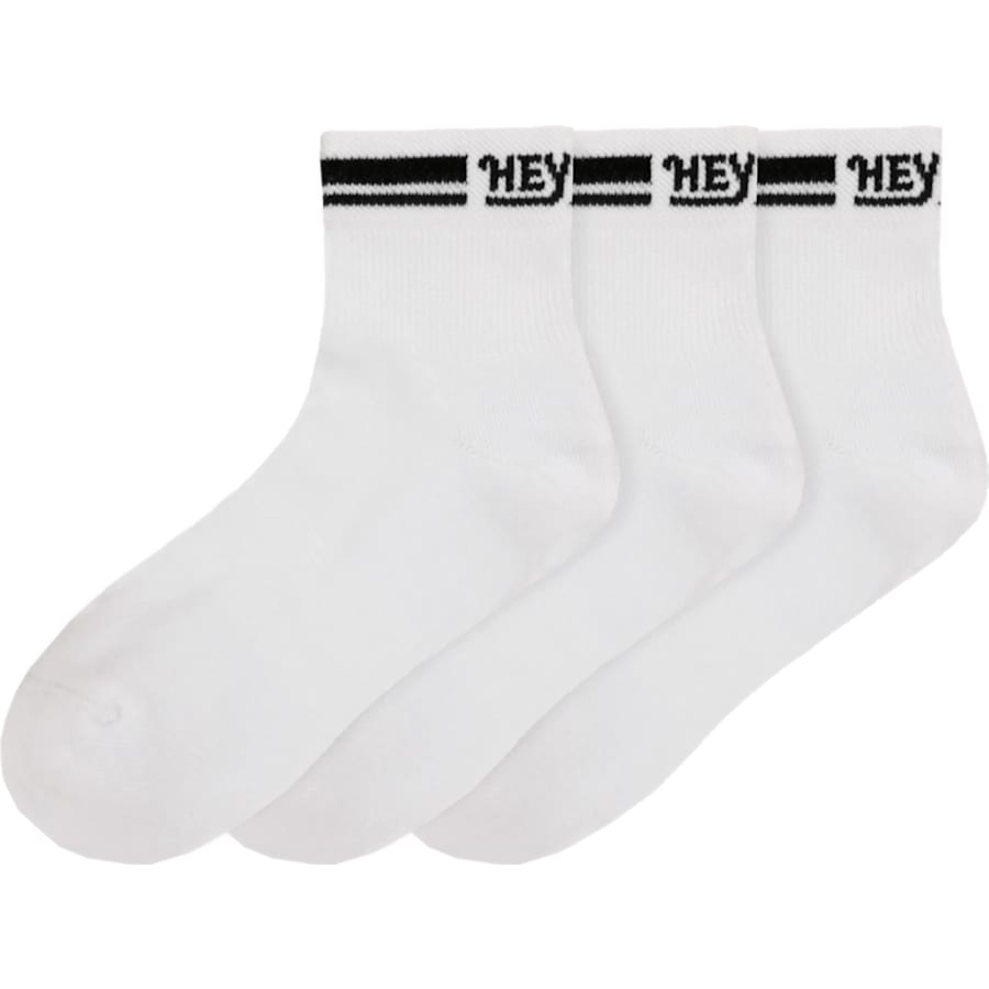 HEYDUDE | Men's Shoes | Ankle Stripe Crew 3 Pack - White | Size Small/Medium