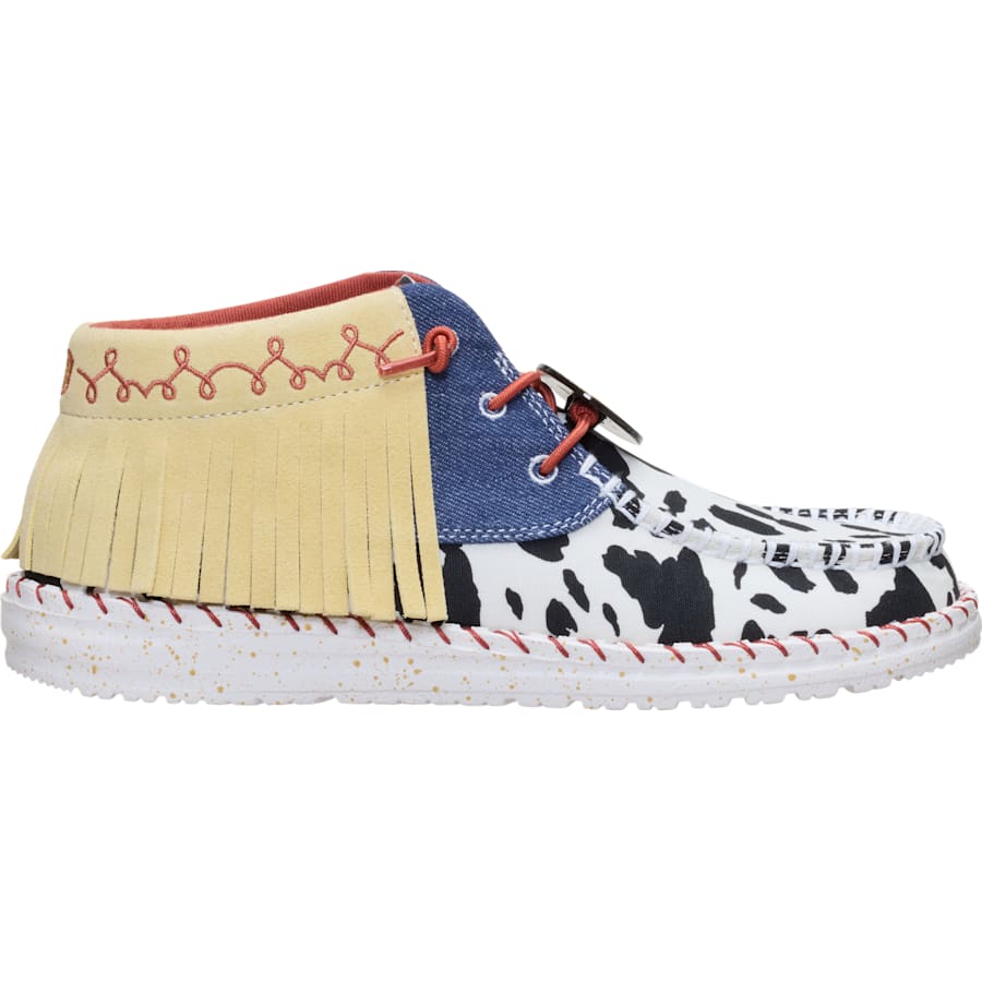HEYDUDE - CA Women's Boots | Disney X HEYDUDE Jessie Wendy Mid Fringe - White/Faded Denim | Size 6 - $139.99 at Heydude