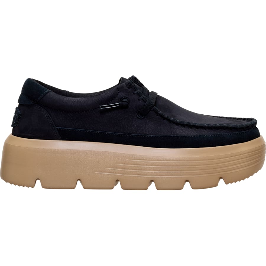 HEYDUDE | Women's Platforms | Austin Edge Ox Nubuck - Black | Size 9