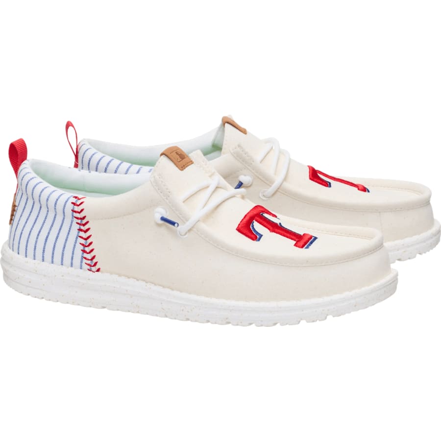 HEYDUDE | Men's Casual | Wally Funk MLB Vintage Texas Rangers - White/Blue/Red | Size 15