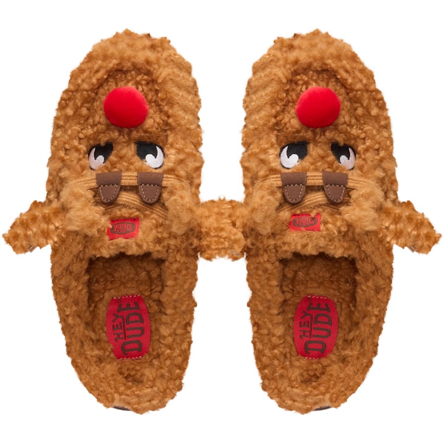 HEYDUDE | Women's Shoes | Wendy Slipper Cozy Reindeer - Lion Orange/Downtown Brown | Size 9