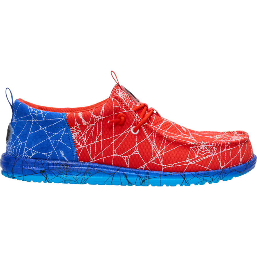 HEYDUDE - CA Men's Shoes | Marvel Studios x HeyDude Wally Funk Spiderman Webshooter - Red/Blue | Size 14 - $129.99 at Heydude