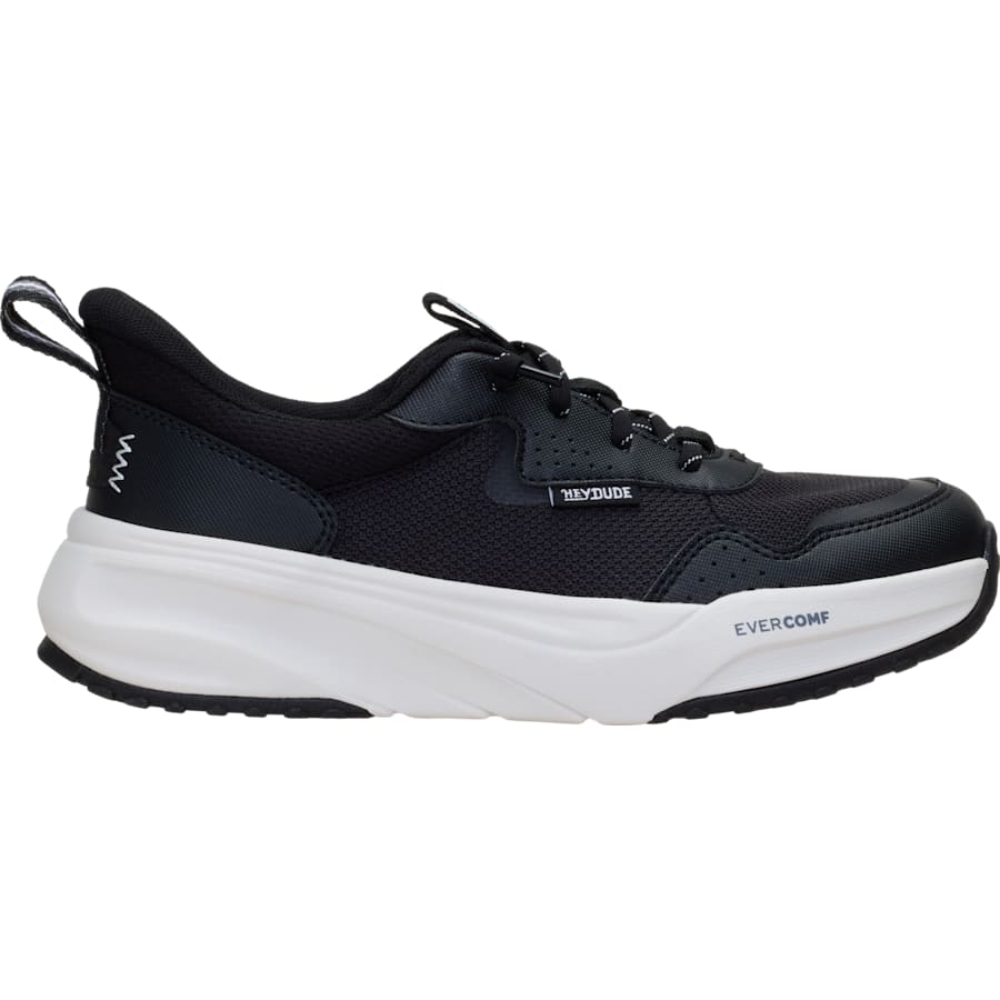 HEYDUDE | Women's Casual | Stride Essentials Womens - Black/White | Size 7