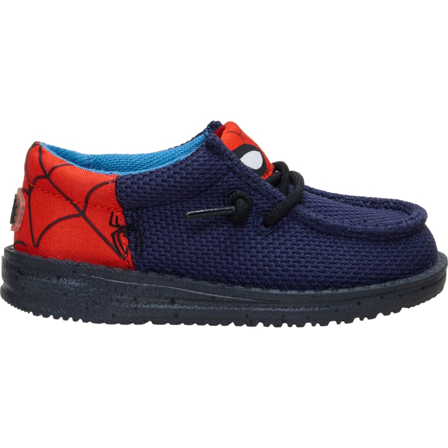 HEYDUDE - CA Boys Shoes | Marvel Studios x HeyDude Wally Funk Spiderman Toddler - Navy/Red | Size 6 - $79.99 at Heydude
