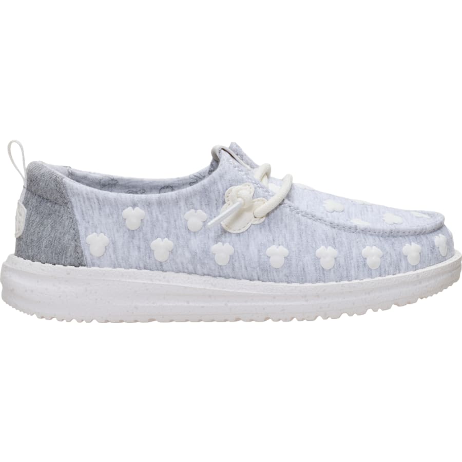HEYDUDE - CA Girls Shoes | Disney's Minnie Mouse x HEYDUDE Wendy Minnie Stretch Jersey Youth - Grey/Multi | Size 1 - $89.99 at Heydude