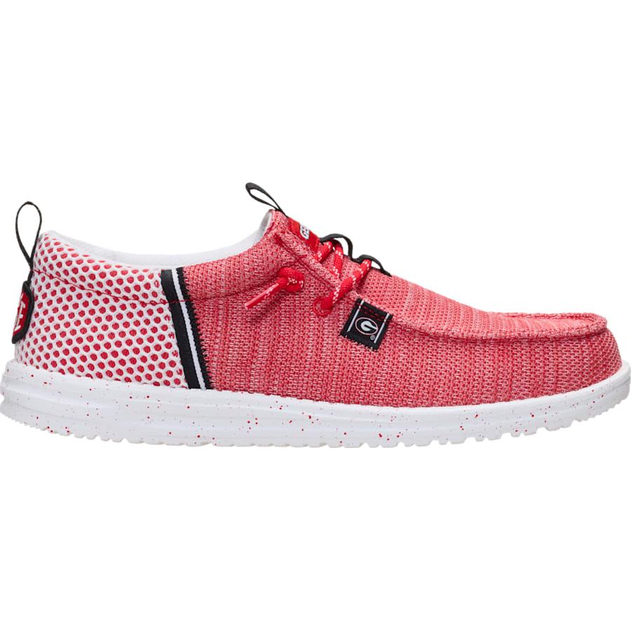 HEYDUDE | Men's Casual | Georgia Bulldogs Wally Funk Stretch Sox - Cherry Red/Black | Size 13