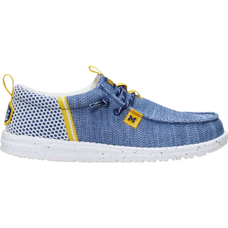HEYDUDE | Men's Casual | Michigan Wolverines Wally Funk Stretch Sox - Varsity Blue/Yellow | Size 15