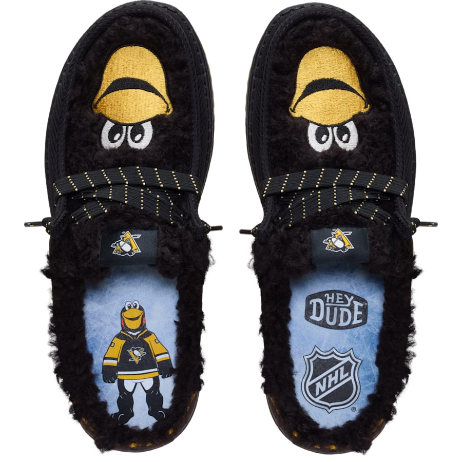 HEYDUDE | Men's Casual | Wally Slipper NHL ICEBURGH - Black/Yellow | Size 9