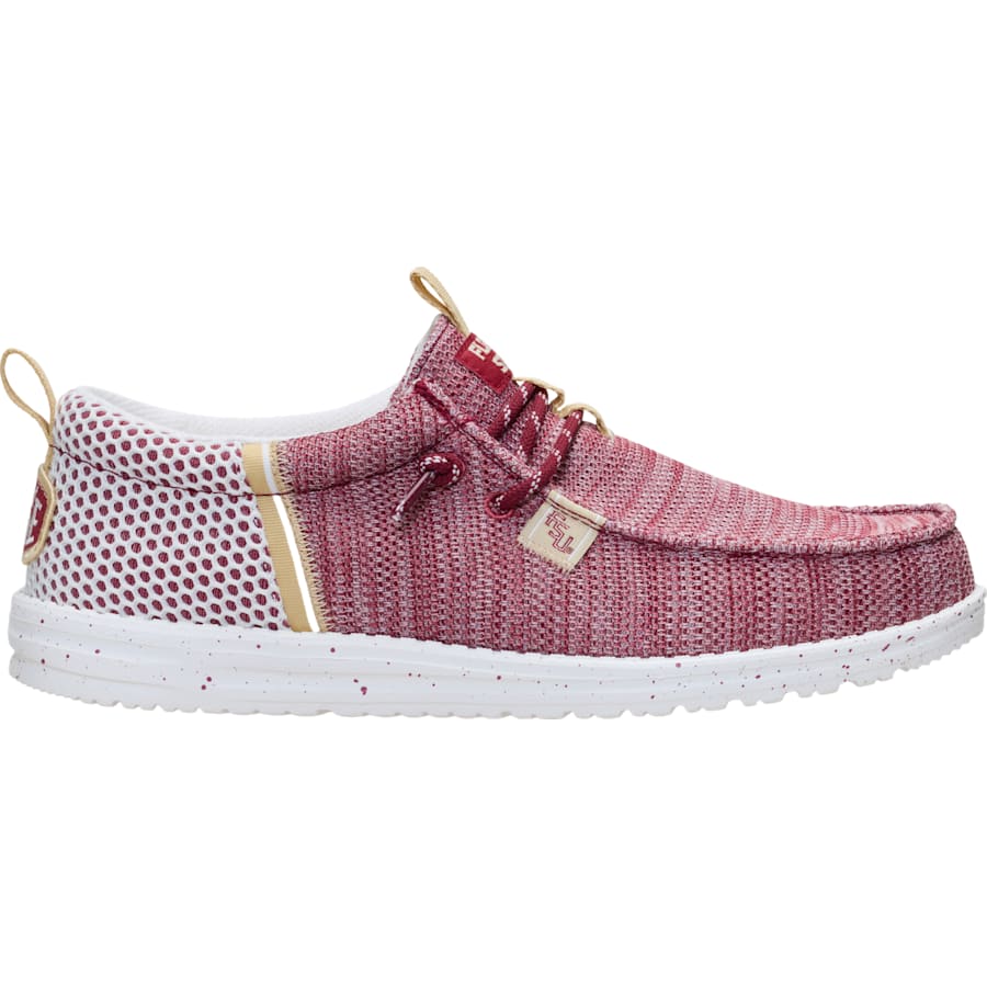 HEYDUDE | Men's Casual | Florida State Seminoles Wally Funk Stretch Sox - Burgundy/White | Size 15