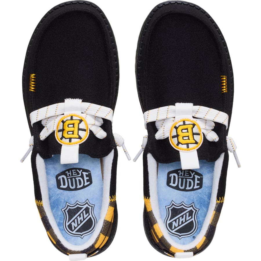 HEYDUDE | Men's Casual | Wally Funk NHL Bruins Plaid - Black Yellow | Size 15