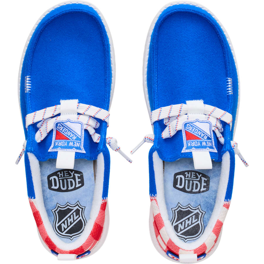 HEYDUDE | Men's Casual | Wally Funk NHL Rangers Plaid - Blue/Red | Size 15