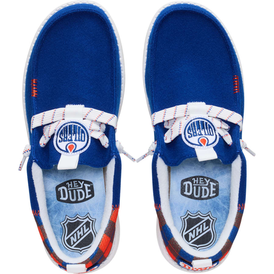 HEYDUDE | Men's Shoes | Wally Funk NHL Oilers Plaid - Blue/Orange | Size 13