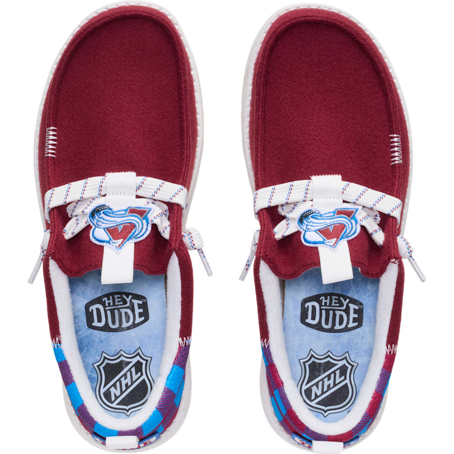 HEYDUDE | Men's Casual | Wally Funk NHL Avalanche Plaid - Burgundy/Blue | Size 8