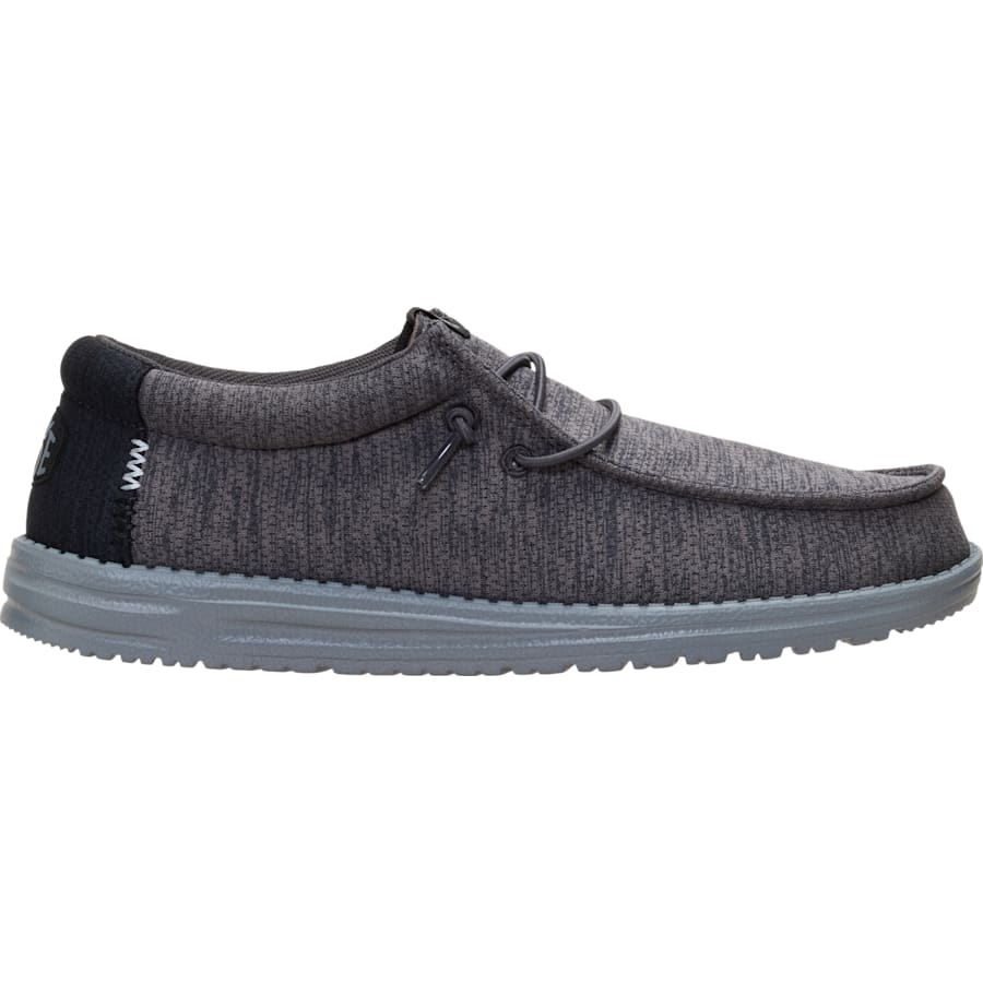 HEYDUDE | Men's Casual | Wally Heathered Mix - Black Oyster/Black | Size 9