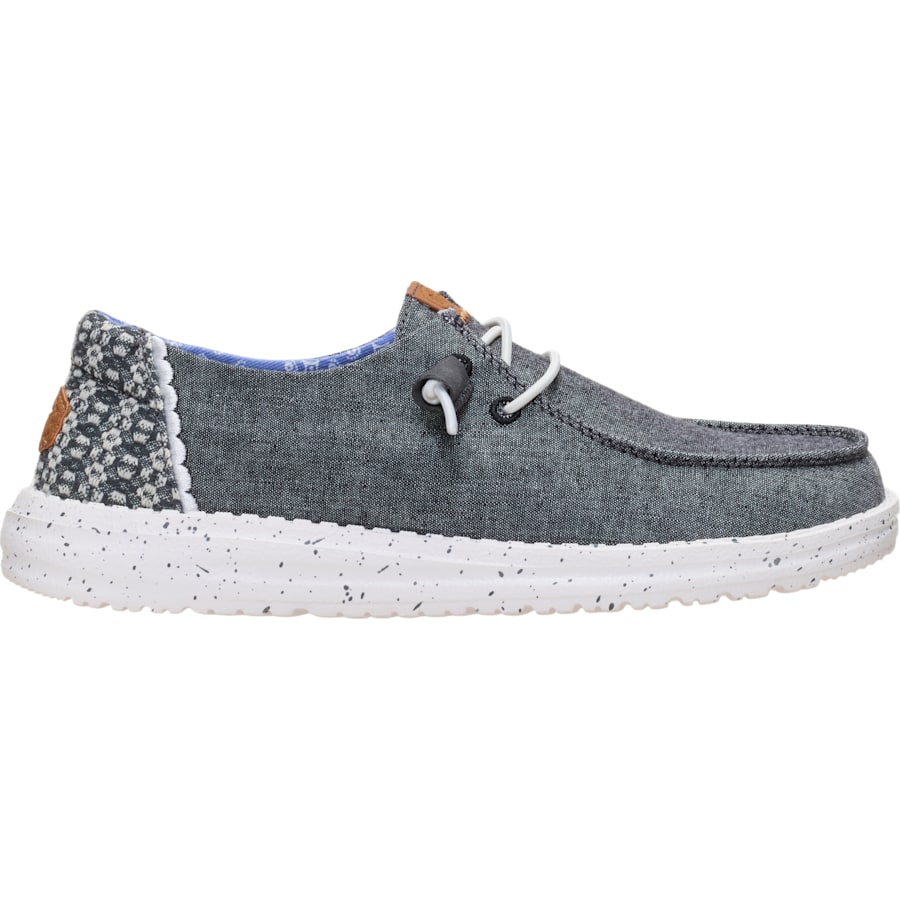 HEYDUDE | Women's Casual | Wendy Chambray Jacquard - Black Oyster/Multi | Size 9