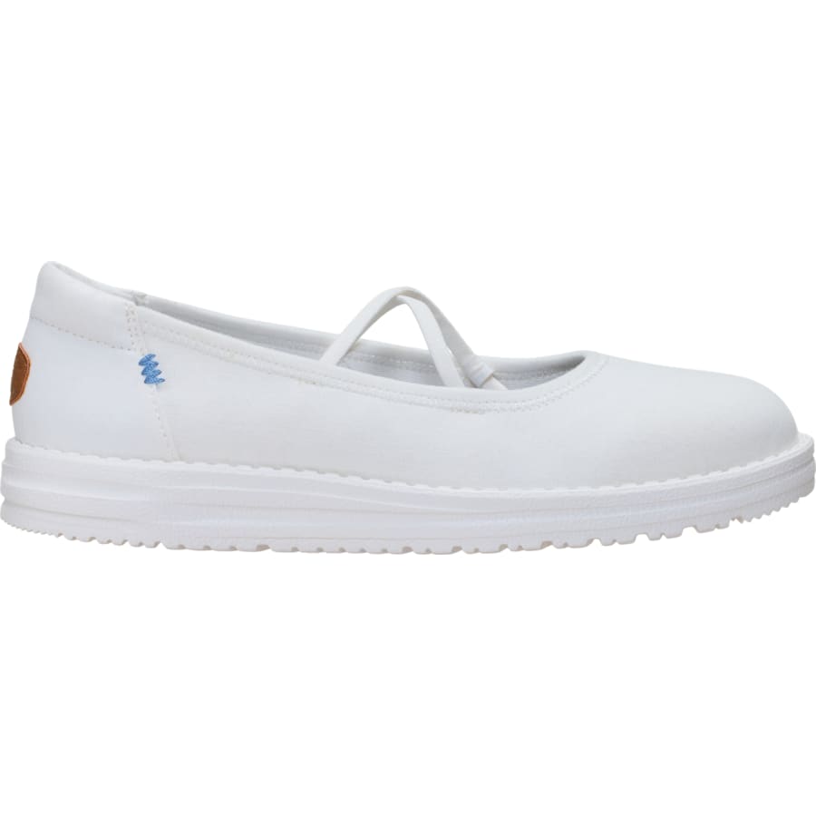 HEYDUDE | Women's Casual | Wendy Rose Ballerina Chambray - Snow White/Multi | Size 9.5